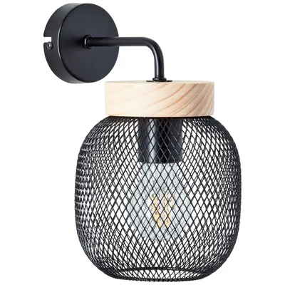 Produktbild von BRILLIANT schwarze Wandleuchte GIADA |  H 26,5 cm | E27 | Metall/Holz | schwarz/braun