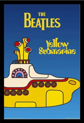 Image de Beatles, The - Poster - Yellow Submarine Version 2 + cadre amovible, Shinsuke® Maxi MDF noir, vitre acrylique