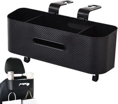 Image de Organiseur de voiture avec distributeur de serviettes | Porte-mouchoirs multifonctionnel et organiseur de rangement pour la voiture, noir