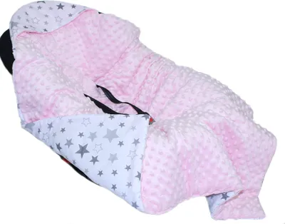 Produktbild von Baby Wende Einschlagdecke MINKY mit Kapuze 90x90 cm Babyschale Decke Zweiseitig 20. EI20