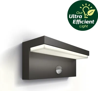 Zdjęcie produktu dla Philips Kinkiet Bustan 3,8 W, Oświetlenie zewnętrzne ścienne, Antracyt, Metal, IP44, Patio, Ogród, I
