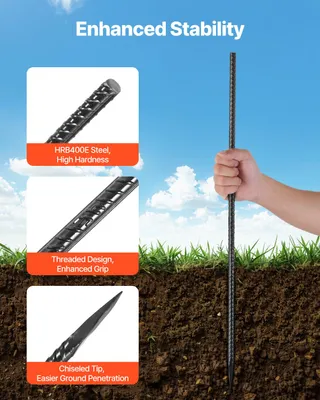 Produktbild von SucceBuy 20er Pack I-Typ Bodenanker Erdanker Erdnägel Heringe Zeltheringe 609,6 mm