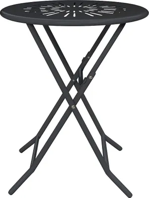 Produktbild von Klappbarer Gartentisch, Durchmesser 60 cm, aus Metall im Schmiedeeisenstil – Anthrazit – GUERMANTES von MYLIA