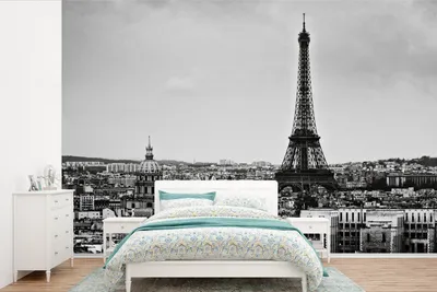 Produktbild von MuchoWow® Fototapete für Wohnzimmer oder Schlafzimmer Wandtapete Vinyl Motivtapete Die Skyline von Paris - 390x260 cm - Papiertapete