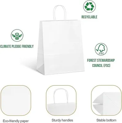 Produktbild von Famanu Papiertüten Kraft - 100 Stück mit Griffen
