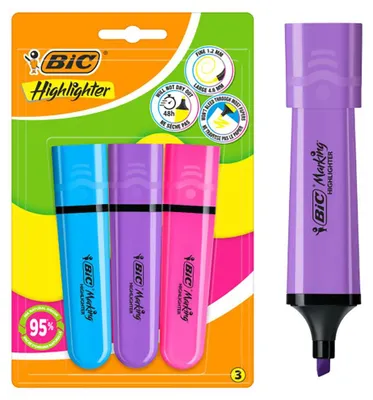 Image de Surligneurs BIC Marking Flat Neon, assortiment de 3 couleurs