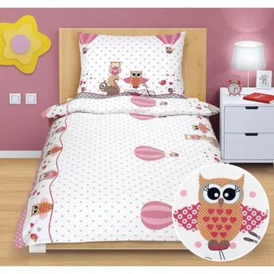 Obrázek produktu pro Bavlněné povlečení dětské junior - 140x200 cm. 70x90 - růžová