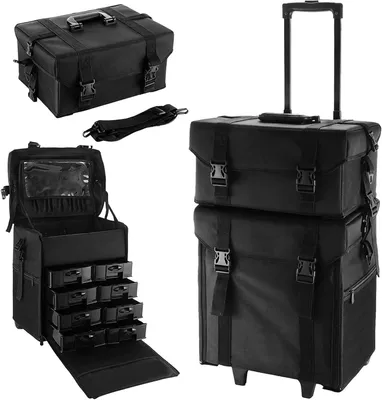 Produktbild von Kosmetiktrolley – Make-up-Koffer – Für den professionellen Gebrauch – 2-in-1-System – 8 Schubladen – Schwarz