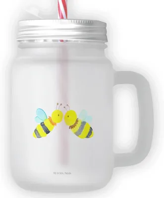 Produktbild von Mr. & Mrs. Panda Glas Biene Liebe - Transparent - Geschenk, Mason Jar, Glasbecher, dessertglas, Cocktailglas