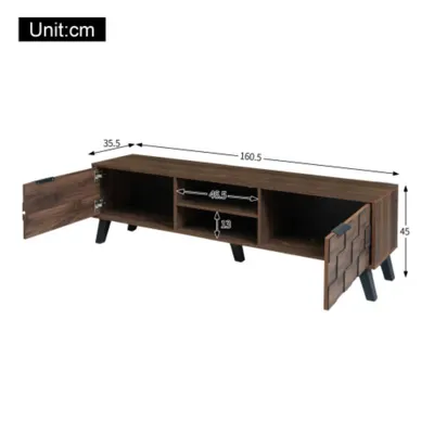 Produktbild von Moderner TV-Schrank mit 2 Türen und 2 offenen,TV-Ständer,TV-Konsolentisch 160,5 x 35,5 x 45 cm