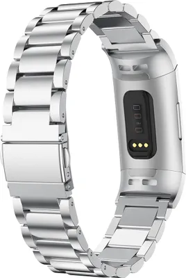 Produktbild von Für Fitbit Charge 3 & 4 Armband Edelstahl Ersatzband Stahl Metall Armband verstellbar Damen Herren SILBER