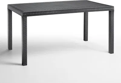 Immagine prodotto di Tavolo rettangolare 150x90 cm in wicker stampato con gambe regolabili e foro centrale per ombrellone Nasa -  Black