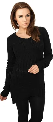Produktbild von Urban Classics Ladies Long Wideneck Frauen Pullover, Größe: M; Farbe: Black
