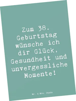Produktbild von Mr. & Mrs. Panda Postkarte Spruch 38. Geburtstag - Meeresbrise - Geschenk, Handgefertigt, Ansichtskarte, Alter, Happy Birthday, feiern, Grußkarte, Freude, Ansichtskarten