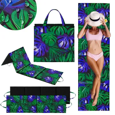 Produktbild von Strandmatte für Steinstrand 180x50x2cm - faltbare, gepolsterte Stranddecke mit Griff - Outdoor Pool Liege – Tropicana