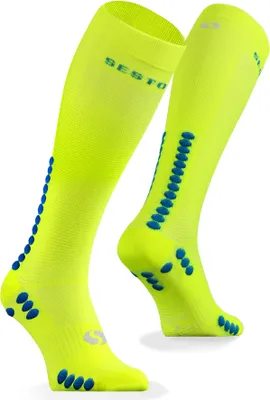 Produktbild von Sesto Senso Kniehohe Sportsocken – elastisch und atmungsaktiv, ideal für Laufen, Radfahren und Wandern, Unisex Herren Damen, Gelb, Größe 43-46