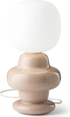 Produktbild von Tischleuchte Keramik Glas 35 cm Sandgrau Weiß E14 Retro Design Keramikleuchte