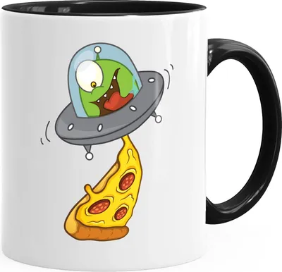 Produktbild von Kaffeetasse Pizza Ufo Alien MoonWorks® schwarz unisize