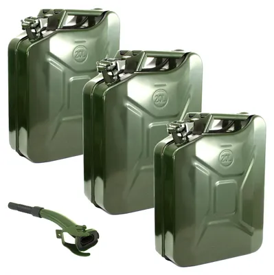 Produktbild von 3x Kraftstoffkanister Dieselkanister 20 Liter Metallkanister Olivgrün mit Ausgießer