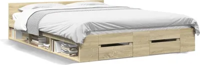 Productafbeelding van Maison Exclusive - Bedframe met lades, Sonoma eikenhout, 120x200 cm, composiethout