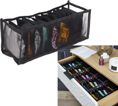 Produktbild von Schrank-Organizer – Aufbewahrungssystem 11 Fächer – Schubladenteiler – Aufbewahrungsbox – Aufbewahrungskorb – Organizer Kleidung – Schwarz