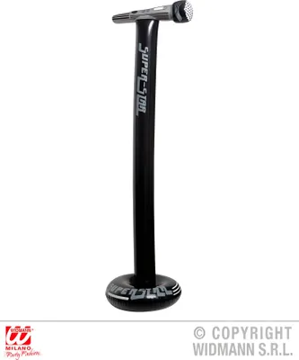 Image de Microphone gonflable avec support noir-gris 116cm - taille unique