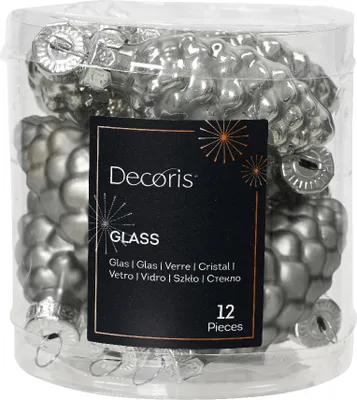 Produktbild von Christbaumschmuck Zapfen 6cm Glas 12 Stück - Marmorgrau