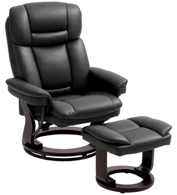 Image de Fauteuil relax HOMCOM avec repose-pieds, fauteuil TV pivotant avec fonction d'inclinaison, noir