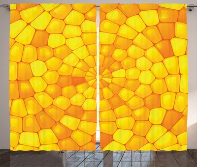 Produktbild von ABAKUHAUS Gelb Rustikaler Gardine, Abstraktes Mais-Muster, Schlafzimmer Kräuselband Vorhang mit Schlaufen und Haken, 280 x 260 cm, Orange Gelb