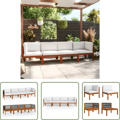 Produktbild von The Living Store 4-Sitzer-Gartensofa mit Kissen Massivholz Akazie