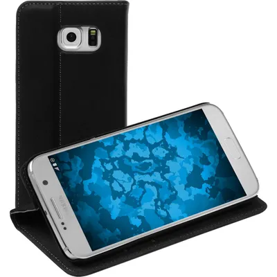 Produktbild von PhoneNatic Kunst-Lederhülle kompatibel mit Samsung Galaxy S7 - Book-Case schwarz + 2 Schutzfolien