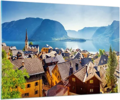 Produktbild von Bilder auf glas - Berge See Wasser - 100x70cm - Glasbilder - Wandbilder - Kunstdruck - zum Aufhängen bereit - Wanddekoration aus Glas - Glas Bilder - Wandbild auf Glas - Einteilig - GAA100x70-3955