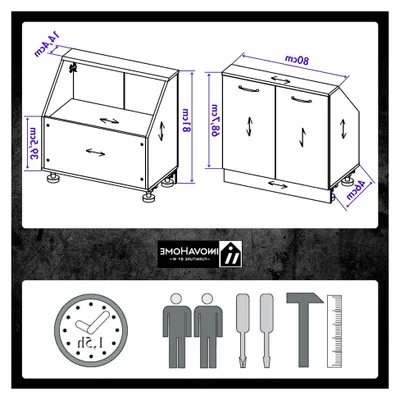 Produktbild von Dachschrägenschrank 80 cm - Massive 18 mm Konstruktion, Metallgriffe, verstellbarer Boden - Schneeweiß
