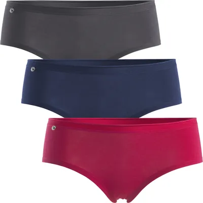 Produktbild von Celodoro Damen Basic Panty (3er Pack) Hipster Slip mit Zier-Logo - Dark Mix S