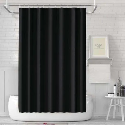 Imagen del producto de 180 x 180 cm – Cortina de ducha resistente al moho – Impermeable y lavable – Incluye 12 anillas para cortina – Color negro