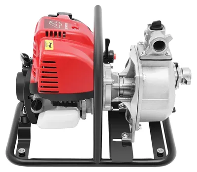 Obrázok produktu pre Vodná pumpa – benzínový štvor-taktný motor – 1,2 kW – 38 cm³ – 135 litrov/minútu – štartovanie sťahovacím lanom – sacia výška 8 metrov – červená