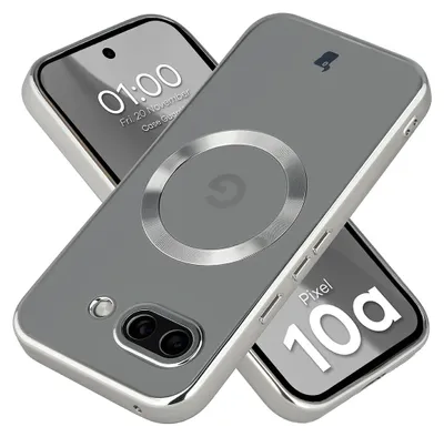 Produktbild von Handyhülle mit Kameraschutz und Magnetring für Google Pixel 10a, Bizon Case GuardO, Transparent-Silbern