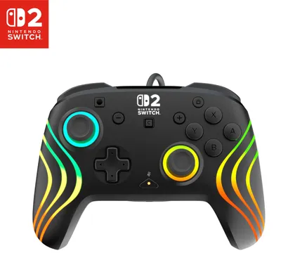 Immagine prodotto di Turtle Beach Afterglow Wave Nero Controller da gioco RGB con cavo Licenza ufficiale per Nintendo Switch 2, Gamepad, Nintendo Switch, Nintendo Switch 2, Nintendo Switch OLED, Pulsante Indietro, D-Pad, Multicolore, Con cavo, USB
