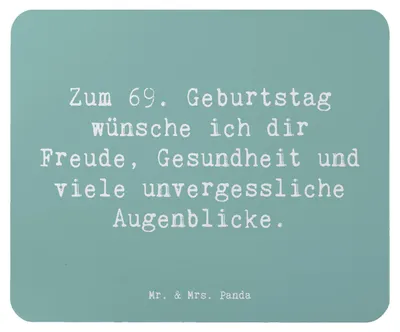 Produktbild von Mr. & Mrs. Panda Mauspad Spruch 69. Geburtstag Freude und Gesundheit - Meeresbrise - Geschenk, Leben, Happy Birthday, pc mousepad, Mouse Pad, laptop, Geburtstagskarte