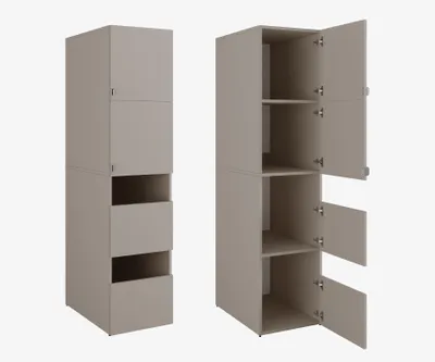 Produktbild von Hochschrank Badschrank Beatrice 187 x 45 x 65 cm Wäscheschrank Badregal Schrank für das Badezimmer Lehm Grau
