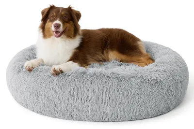 Produktbild von Hundebett rund waschbar 100cm hellgrau L 100 x B 100 x H 20 cm