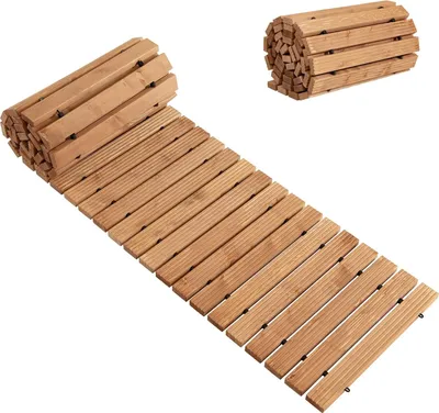 Zdjęcie produktu dla ścieżka ogrodowa 245 x 43 cm wykonana z drewna jodłowego, toczona ścieżka ogrodowa, rustykalna dekoracyjna drewniana ścieżka do ogrodu, ślub na plaży