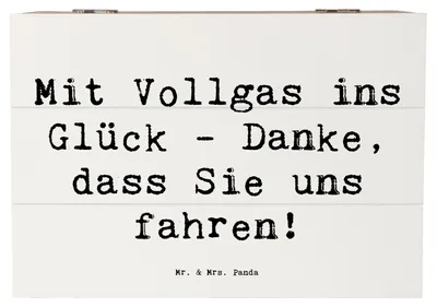 Produktbild von Mr. & Mrs. Panda Geschenkbox Spruch Chauffeur Glück 22 x 15 cm - Weiß - Geschenk, Danke, Aufmerksamkeit, handgefertigt, fotobox, Wertschätzung, Anerkennung, Geschenke