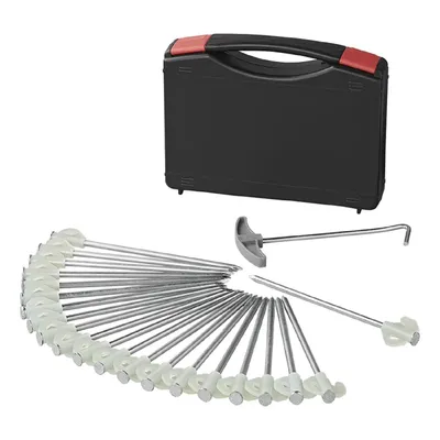 Obrázok produktu pre Skalný kolík 20 cm kovový s háčikom svietiacim v tme - sada 20 kusov v kufríku