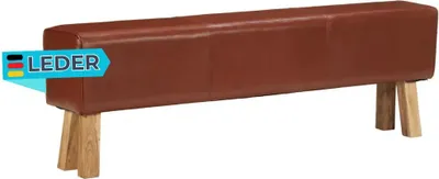 Produktbild von Sitzbank PFERO Turnbock-Design 160cm Braun Echtleder Massivholz Akazie | Polsterbank Bettbank Schlafzimmerbank