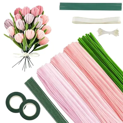 Productafbeelding van 400-delige Bloemenset met Chenillegaren voor DIY