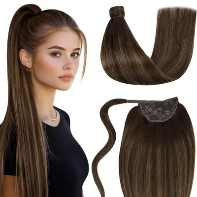 Productafbeelding van Echte haar, vlechtverlenging, balayage, bruin, ombre, donkerbruin, lichtbruin, 80 gram, 50 cm, #2/8/2