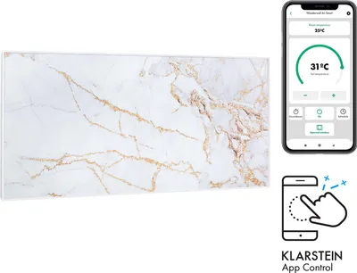 Produktbild von Klarstein Infrarotheizung mit Thermostat, 700W Elektroheizung, Smart Home Bild-Infrarotheizung zur Wandmontage, IR mit IoT/WiFi App-Control, Feuchtraum Flach-Heizkörper, CO2-Freie Wand Heizung