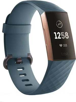 Produktbild von Strap-it Silikonarmband – passend für Fitbit Charge 3 / Fitbit Charge 4 – grau-blau – Größe: L
