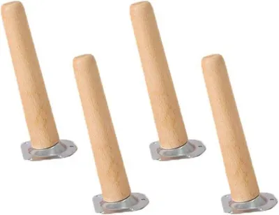 Produktbild von Famanu Möbelbeine Set aus 4 runden, schrägen Holzbeinen - 15 cm